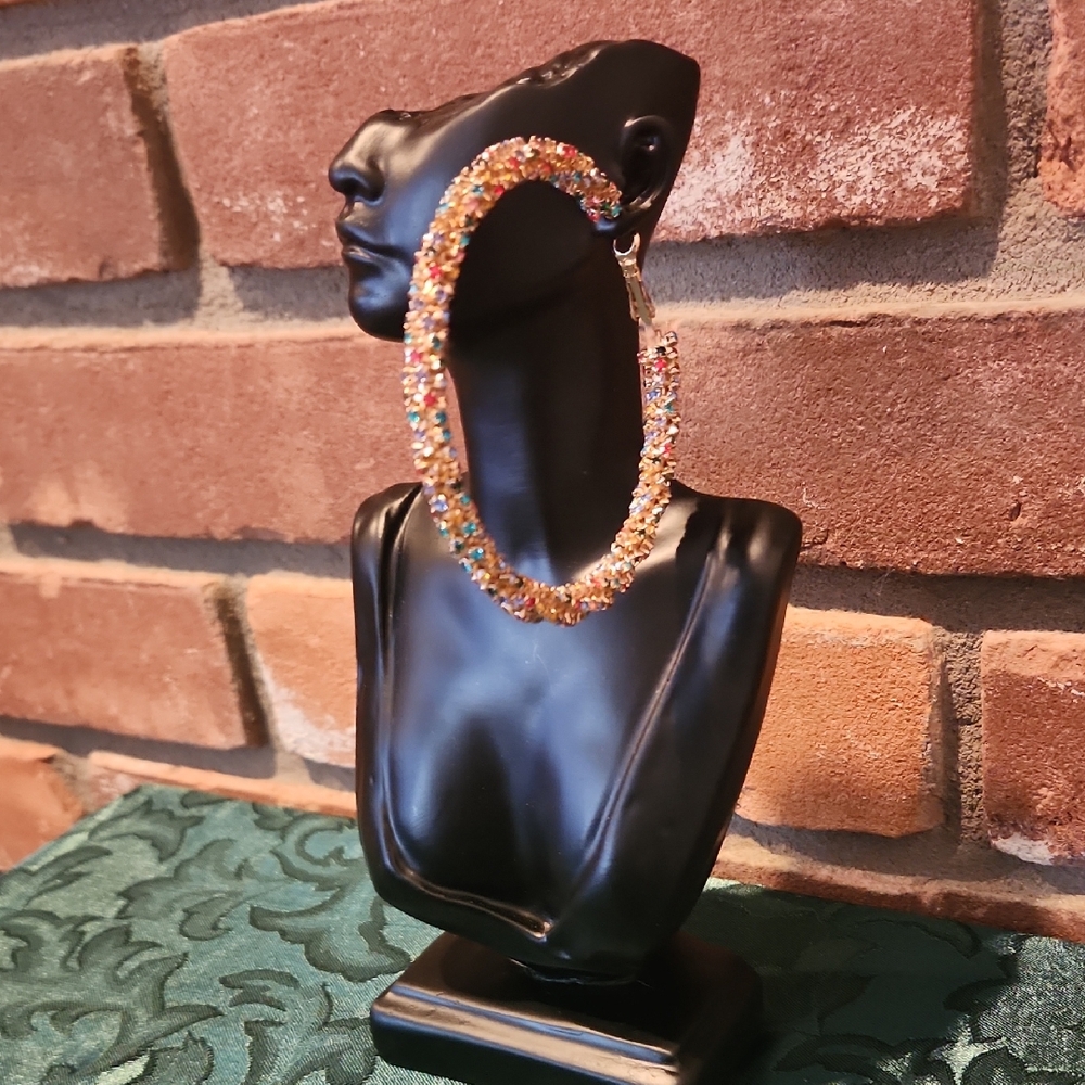 Multicolor Crystal Hoop Earrings